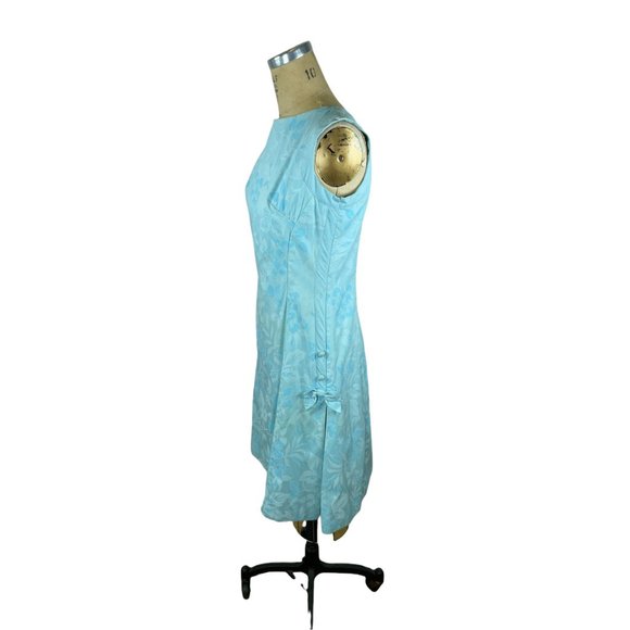 1960s blue cotton dress drop waist floral scooter dress by Cover Girl Size M - Picture 3 of 9